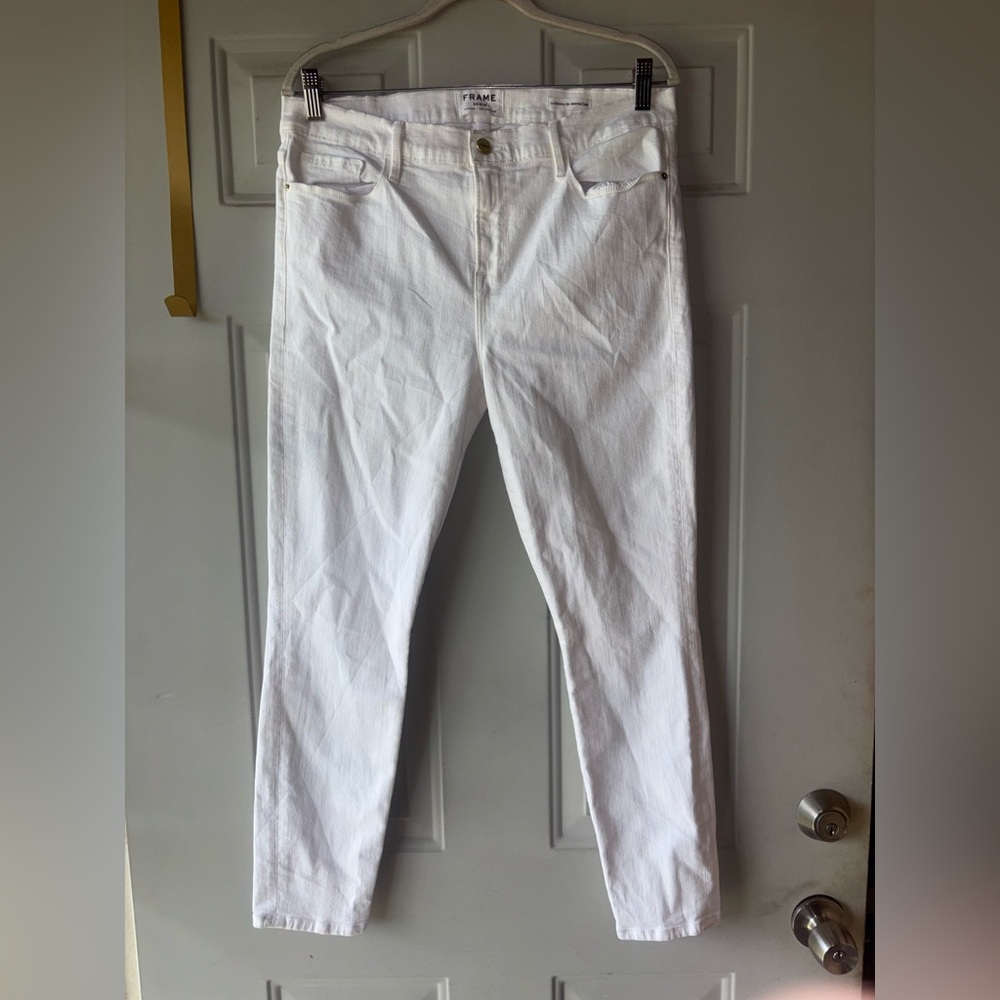 Frame Denim white Le Skinny de Jeanne crop jeans size 33